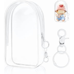 Protective Case for Plush Doll, Clear Hanging Display Cases, Crossbody Doll Storage Bag, PVC Storage Case Cover for Figures, Dolls (White)