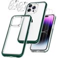 thumbnail image 1 of Protective Clear Case for iPhone 14 Pro Max 6.7 Inch [5 in 1] Grade Transparent Phone Case with 2pcs Tempered Glass Screen Protectors & 2pcs Camera Protectors Shockproof (Clear Green), 1 of 15