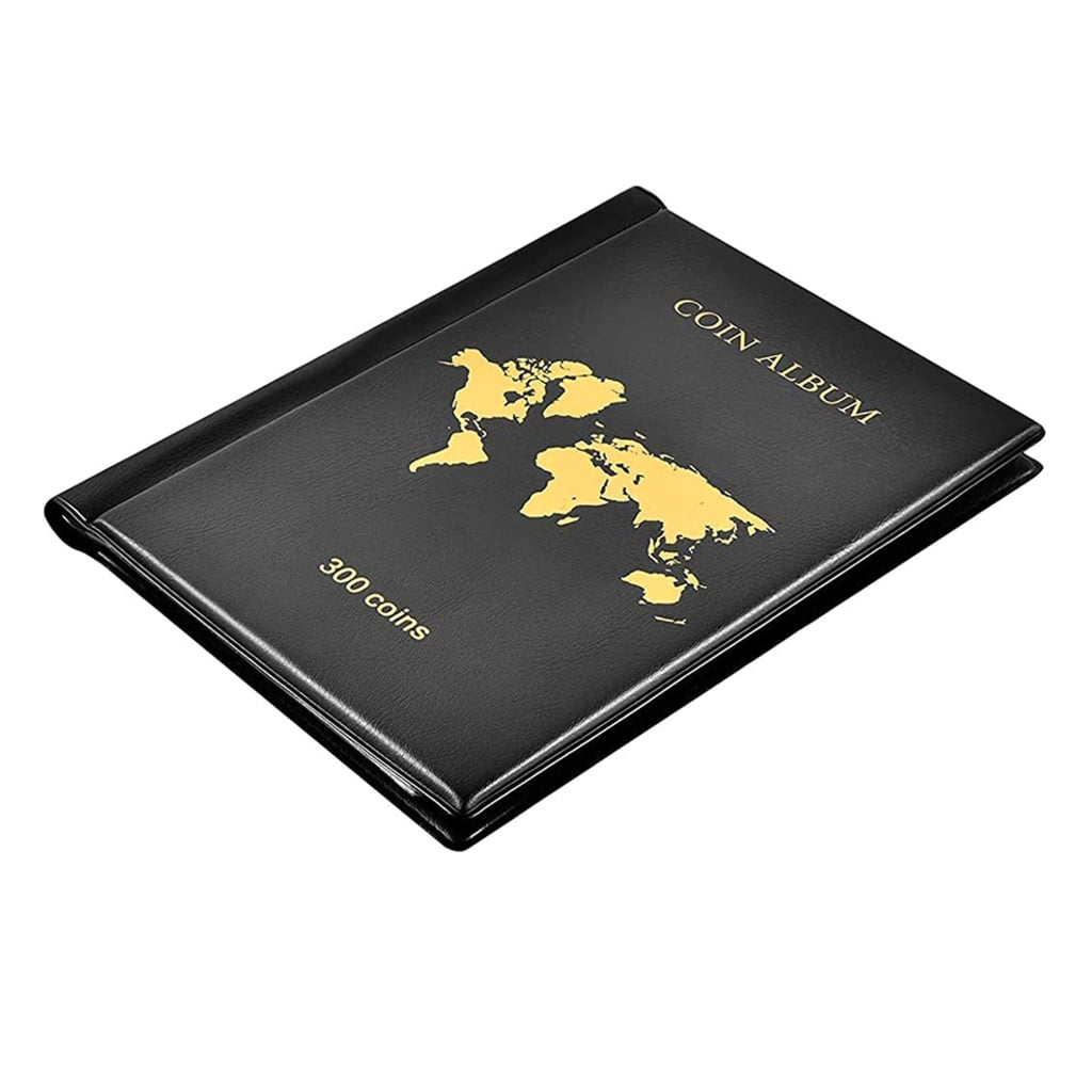 Protective Coin Holder Album 300 Pockets Leather Case Organizers For Currency Collections Pennies Quarters Organizing