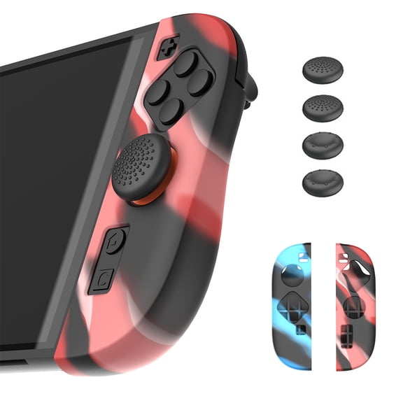 Protective Cover Compatible with Switch 2 Game Controller, Silicone Thumbstick Caps Anti-Slip Joystick Hat-Red Blue