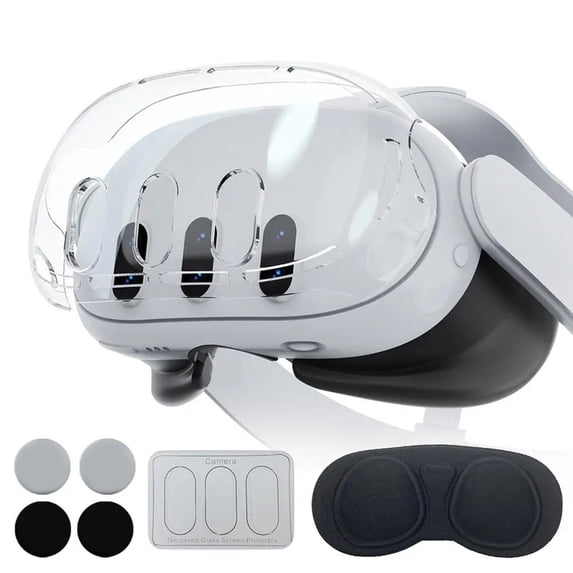 Protective Cover Set Handle Controller Protective Caps VR Headset Skin Face Cover Lens Tempered Film for Meta Quest 3 VR Accessories