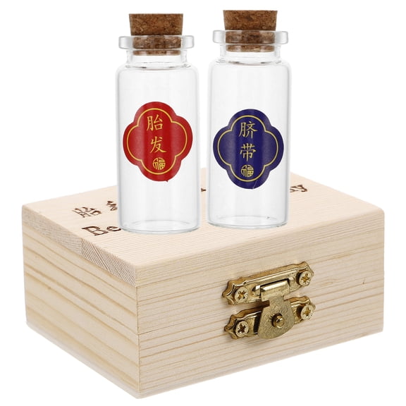 Moluckfu Keepsake Box Beige Wood Glass 1 Set 3.0x2.4x1.3in