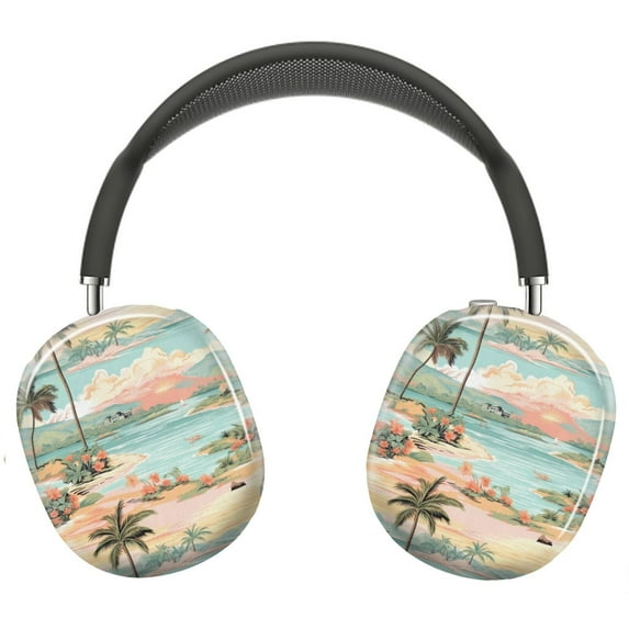 Protective Cover for AirPods Max Vintage Hawaii Coast=4 Headphones Aesthetic Print Snap On Cases