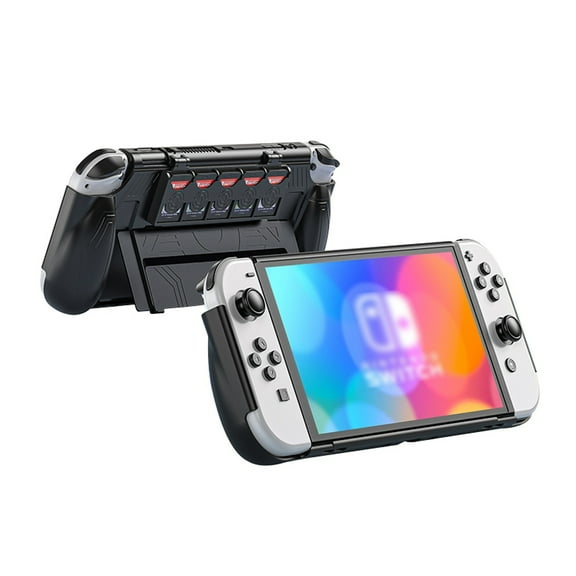 Protective Cover Accessories for Nintendo Switch OLED with Pluggable Card Slots, Integrated Protective Case-Black