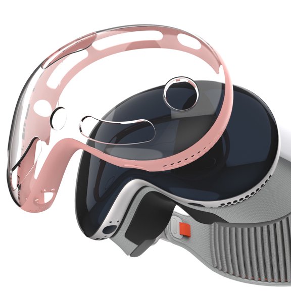 Protective Cover for Vision Pro, TPU Clear Case Anti-Scratch Shockproof Lightweight Transparent VR Headset Accessories-Pink