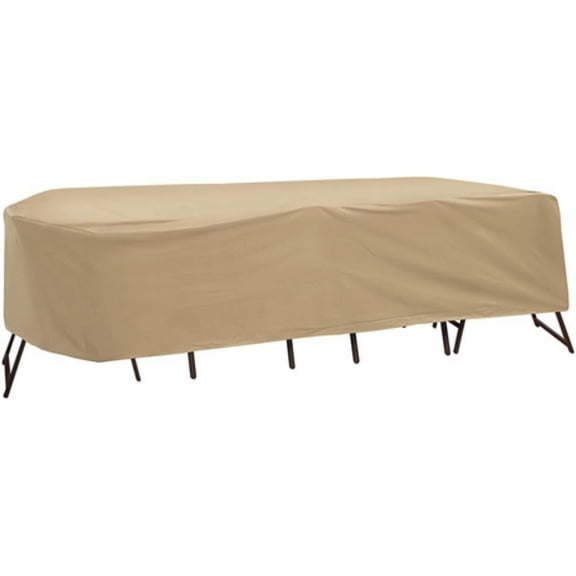 Protective Covers Weatherproof Patio Table and Highback Chair Set Cover, 80 Inch x 96 Inch, Oval/Rectangle Table, Tan - 1348-TN