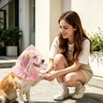 thumbnail image 1 of Protective Dog Mesh Head Cover – Anti-Eating Outdoor Pet Snood for Small Medium Dogs – Breathable Lightweight Net for Camping Travel & Walking(Pink), 1 of 5