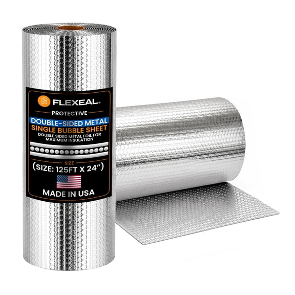 Protective Double-Sided Metal Single Bubble Insulation Sheet, 24FT x 125IN