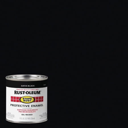 Rust-Oleum Stops Rust Protective Enamel Paint - Durable, Oil-Based, Satin Black - 8 Ounce