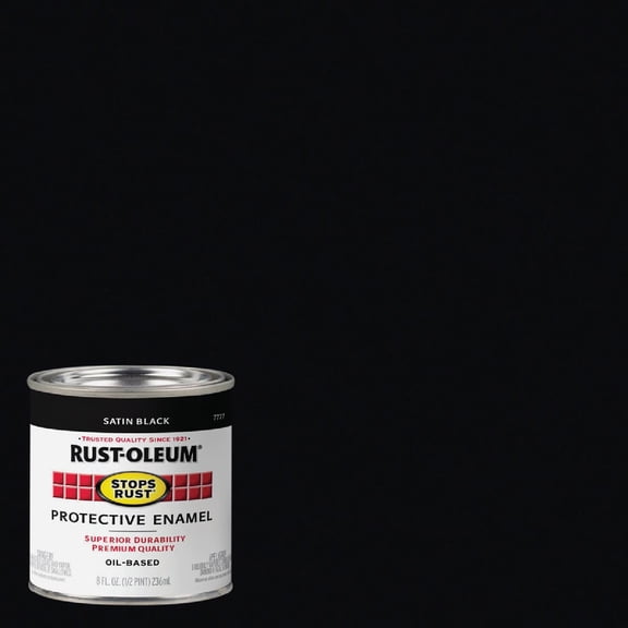 Rust-Oleum Stops Rust Protective Enamel Paint - Durable, Oil-Based, Satin Black - 8 Ounce