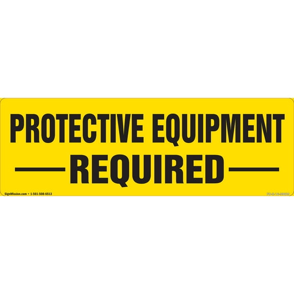 Protective Equipment Required Non-Slip Floor Marker | 3 Pack of 6" X 18" Vinyl Decal | Protect Your Business, Work Place & Customers | Made in The USA