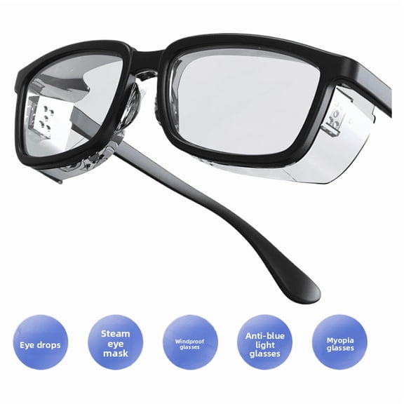 Protective Eyewear with Built-in Water Retention System, Anti-Fog and Anti-Blue Light Glasses for Office and Outdoor Work, Windproof Shield for Sensitive Eyes with Transparent Frame