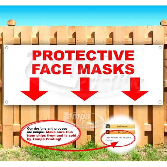 Protective Face Mask Down Arrow 13 oz Vinyl Banner With Metal Grommets