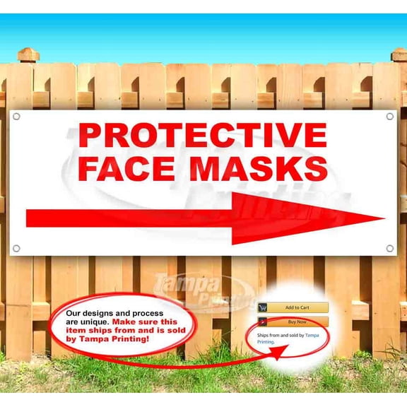 Protective Face Mask Right Arrow 13 oz Vinyl Banner With Metal Grommets