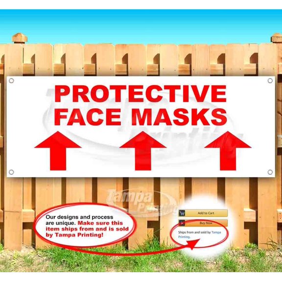 Protective Face Mask Up Arrow 13 oz Vinyl Banner With Metal Grommets