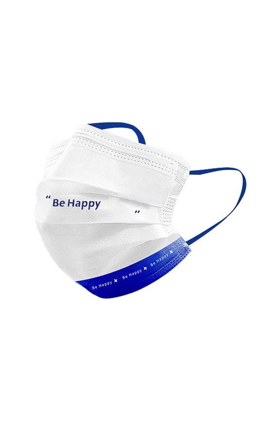 Protective Face Masks - Breathable 3 Layers Happy Letter Printed Face Mask for Adults - 200ct