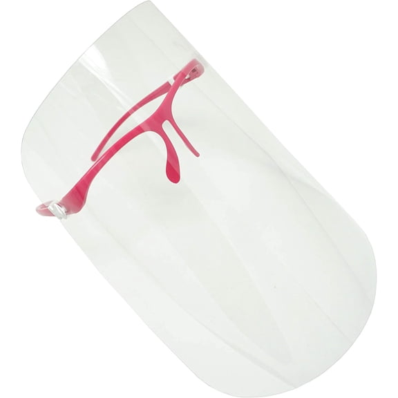 Protective Face Shield 3 Pink Glasses 3 Shields, Fully Transparent Face and Eye Protection from Droplets and Saliva with Reusable Glasses and Replaceable Shield, Anti-Fog PPE