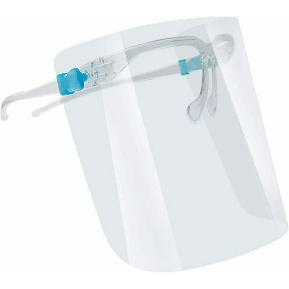 Protective Face Shield Beard Design, Fully Transparent Face and Eye Protection from Droplets and Saliva with Reusable Glasses and Replaceable Shield PPE (6 Pack), New