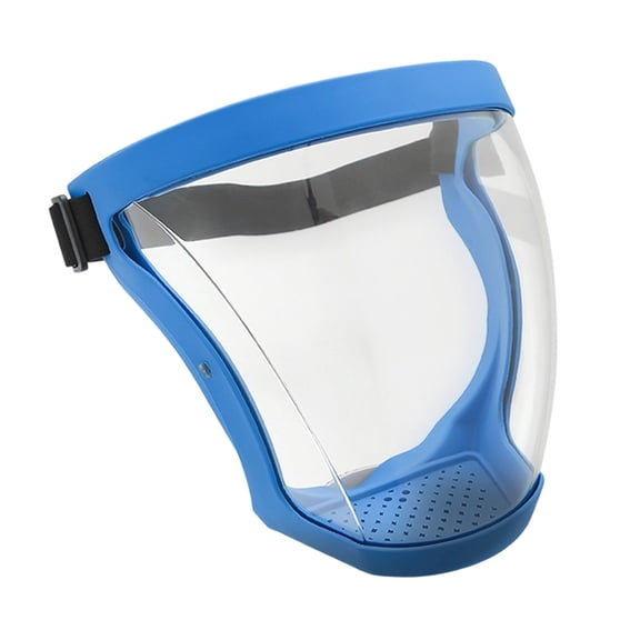 Protective Face Visor Transparent Full Shield with Blue Frame, Clear Face Protector Anti-Fog Shield Full Face Defense Impact Resistant, Full Face Guard Adjustable Headband Reusable Safety Visor