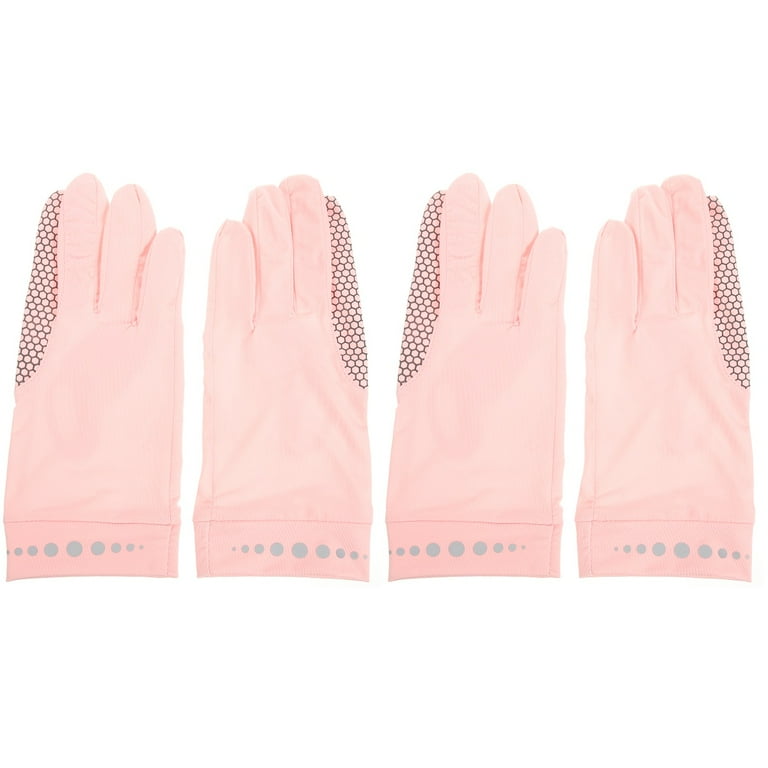 Protective Fishing Gloves Touch Screen Sun Protection Golf Elasticity  Women's Nylon (ice Silk) Pink 2 Pairs