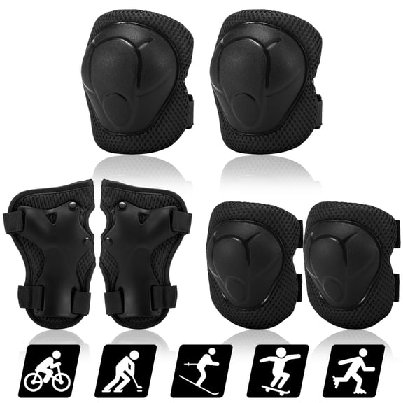 Protective Gear,1 With Wrist Children Knee Pads Wrist Children Safety Set 6 In Kids Pads Set 6 Children Safety Pads In 5 Kit Black