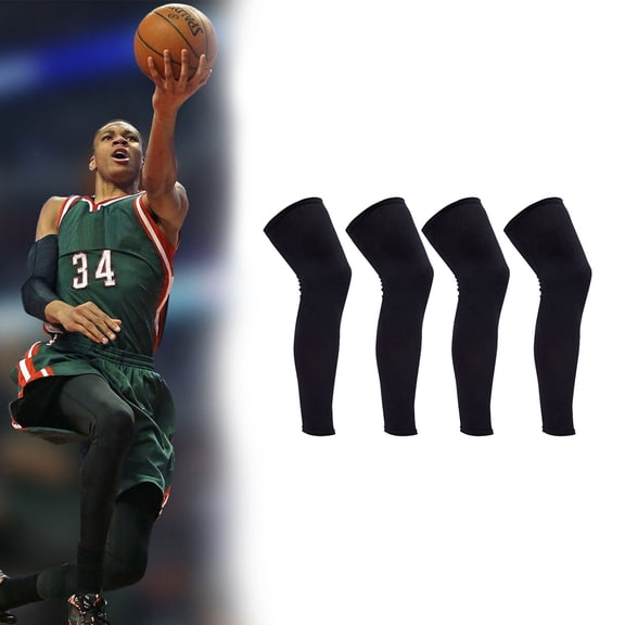 Protective Gear 4pcs Leg Sleeve Compression Calf Tibia Support for Men Women - Long Sport Sleeves with Guards