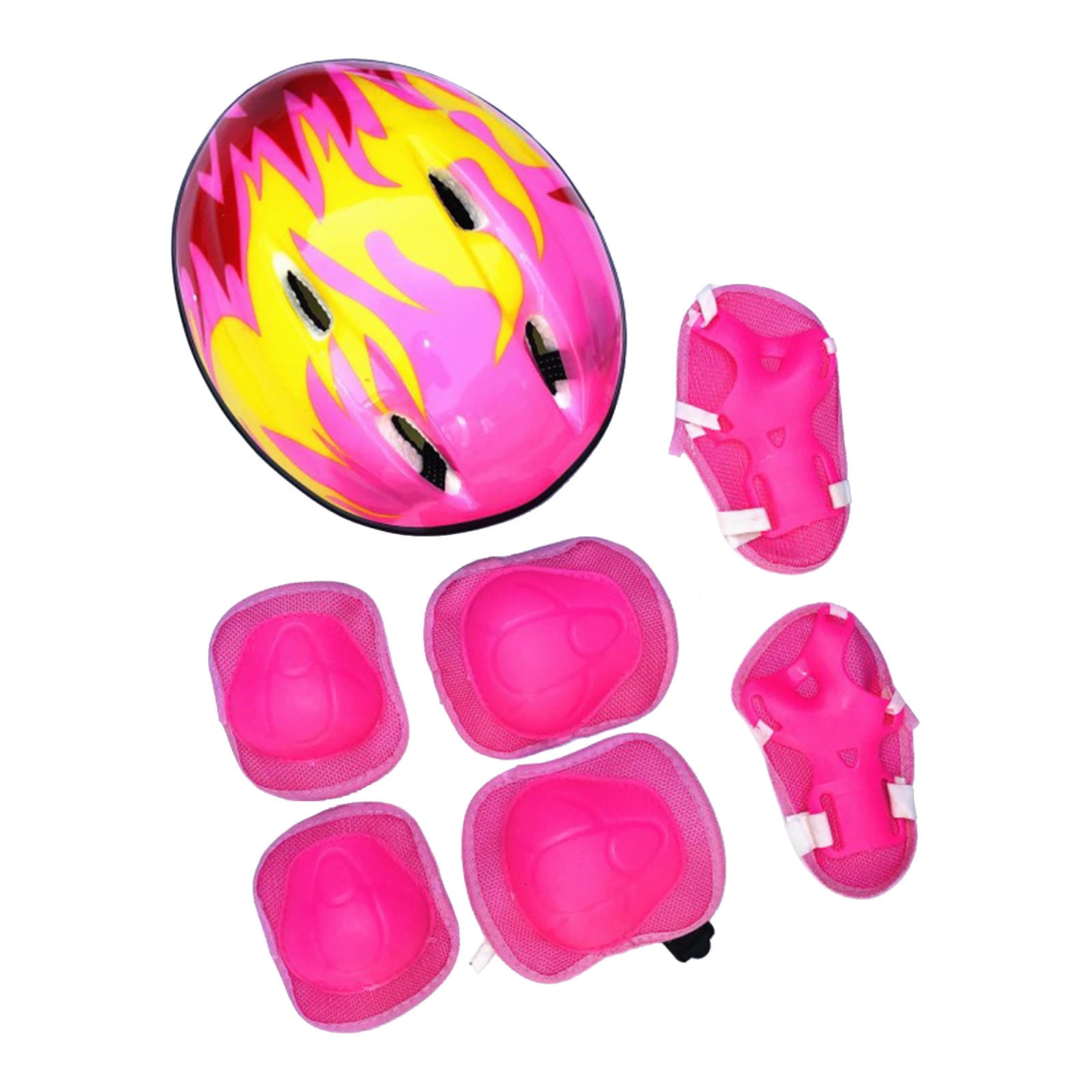 bike helmet pads & gloves 7 piece set 7-Piece Kids Professional Protection Set: High-Impact Red Helmet, Knee – Kidsoutdoor Limited edition Series 1 Holographic design 7 Protection Project Glove -