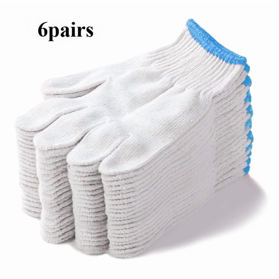 Protective Gloves Cotton Thread Gloves Work Thick Nylon White Yarn Wear Resistant Cotton Thread Gloves Construction Site Gloves