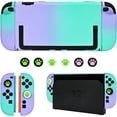 thumbnail image 1 of Protective Hard Case for Switch 2 (2025), PC Grip Cover for Joy Con, Detachable JoyCon Controller Protectors-Shockproof& Scratch-Resistant Console Shell, 6 Thumb Grips - Purple Green, 1 of 6