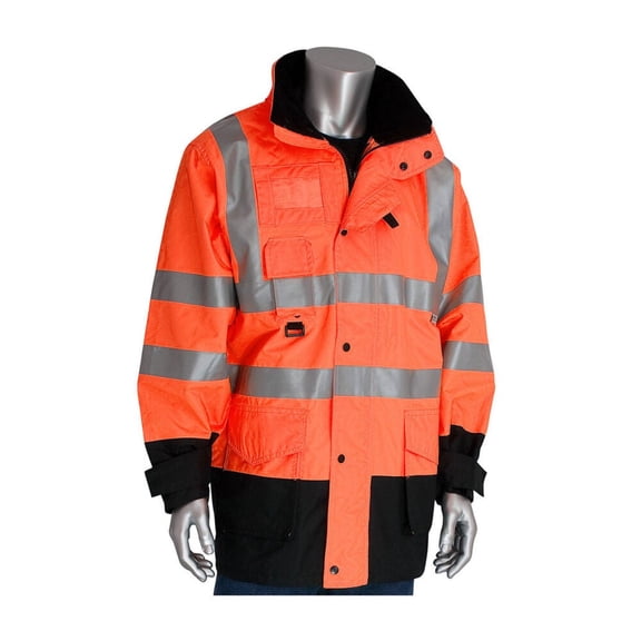 Protective Industrial Products 7-In-1 All Conditions Coat Class 3 Hi-Vis Orange Xl