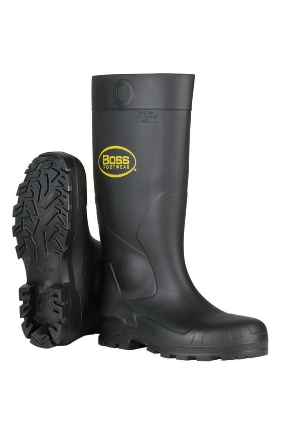 Products Boss Footwear 16In Black Pvc Steel Toe Boot Size 10