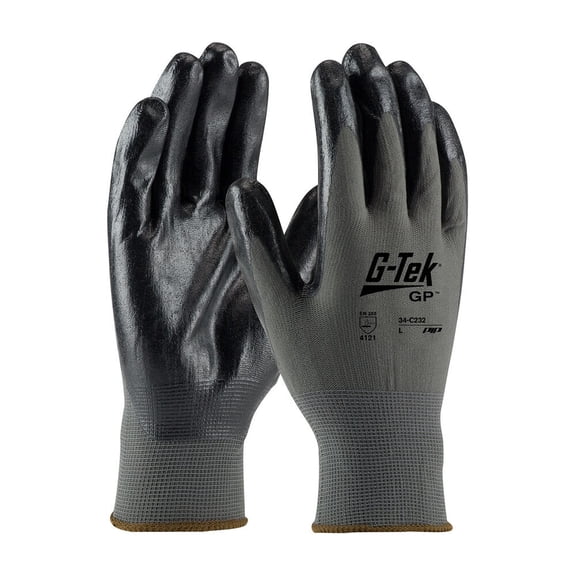 Protective Industrial Products G-Tek Gp Gray 13G Nylon Shell Econ Grade Black Nitrile Foam Grip Xs 12 Pairs Of Gloves