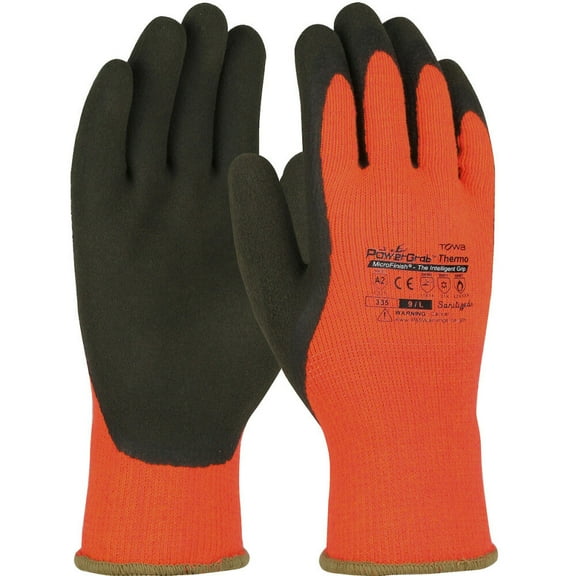 Protective Industrial Products Gloves Hi-Vis Orange Powergrab Thermo Acrylic Terry Xl 12 Pairs Of Gloves