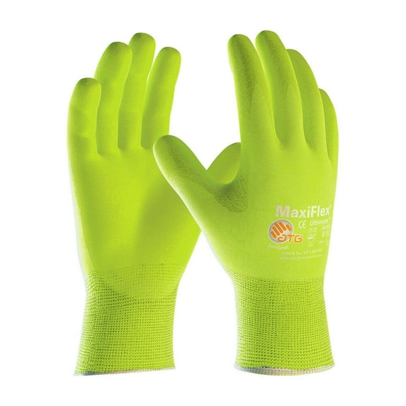 Protective Industrial Products Gloves Hi-Vis Yellow Maxiflex Ultimate Nylon/elastane 2X 12 Pairs Of Gloves