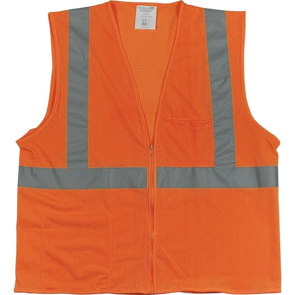 PIP 2 Two-Pocket Zipper Mesh Safety Vest Large Orange 3020702ZORL