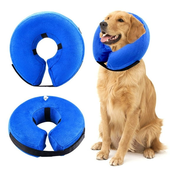 Protective Inflatable Collar for Dogs and Cats,Adjustable Soft Comfortable Pet Recovery E-Collar Surgery Wound Healing Cone Prevent Dogs Touching and Cats Biting - M