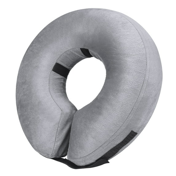 Protective Inflatable Collar for Dogs and Cats - Soft Pet Recovery Collar Does Not Block Vision E-Collar (S, Gray)