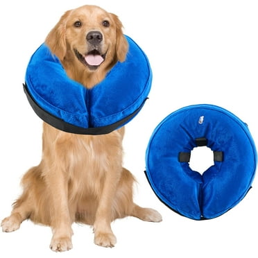 Protective Inflatable Dog Cone for Small Medium Large Dogs and Pets - Adjustable Soft Recovery Neck E-Collar after Surgery to Prevent Biting and Scratching, Alternative Donut Elizabethan Collar (L)