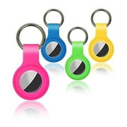 Protective Key Ring Cases for Airtags (4 Pack) Secure Silicone Airtag Holders, with Heavyweight Metal Alloy Key Chain, Anti Loss Finder, Pet Tracker, Assorted C
