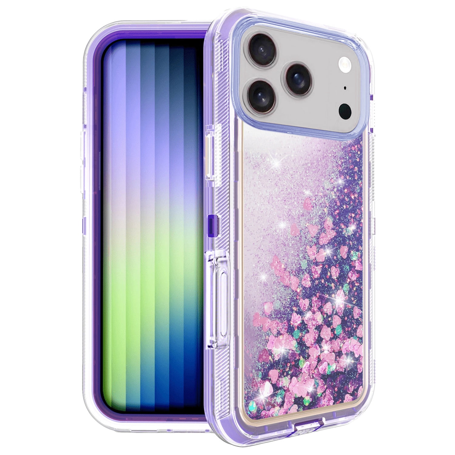 Protective Liquid Glitter Shockproof Bumper Case for iPhone 17 Pro Max - Purple