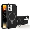 thumbnail image 1 of Protective Magnetic Kickstand Case for iPhone 16 with Tempered Glass Screen Protector - Black, 1 of 4