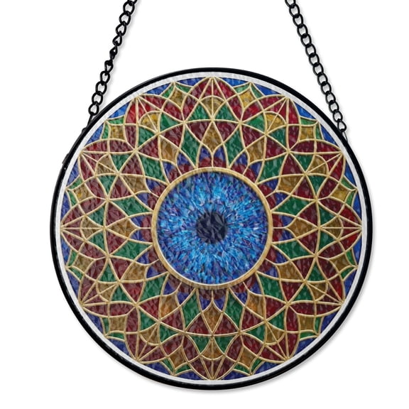 Protective Mosaic Evil Eye Stained Glass Suncatcher Spiritual Home Decor Protection Gift