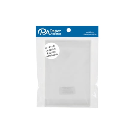 Paper Accents Clear Adhesive Protective Pouches 4x6 Inch 15 Pack