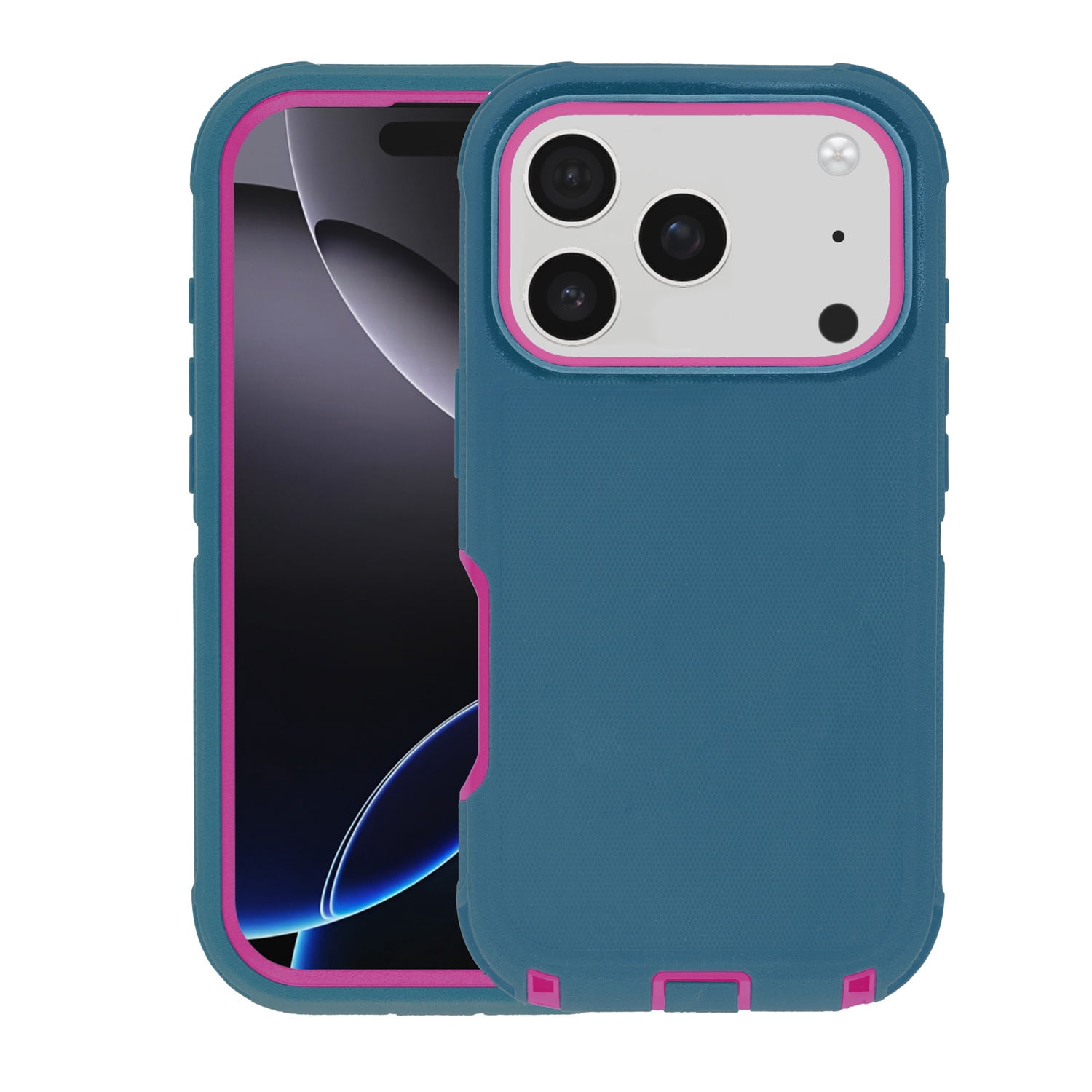 Protective Rugged Cover for iPhone 17 Pro Max - Teal and Pink