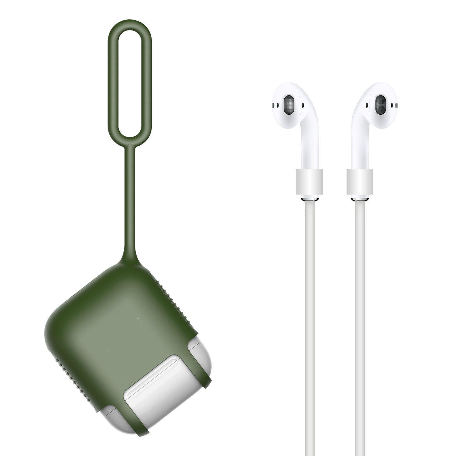 Protective Silicone Case Cover for Apple AirPods with Elastic Hangable Strap
