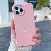 Protective Silicone Case For iPhone 15 Pro Max | Magnetic Charging Compatible with MagSafe   Slim Lightweight Shockproof Bumper Cover with Raised Edges, Anti-Scratch Rubber Case, Pink