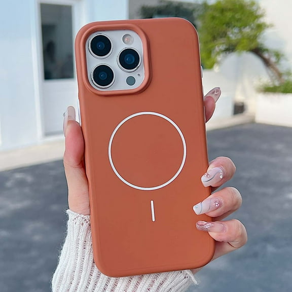 Protective Silicone Case For iPhone 16e | Magnetic Charging Compatible with MagSafe – Slim Lightweight Shockproof Bumper Cover with Raised Edges, Anti-Scratch Rubber Case, Brown