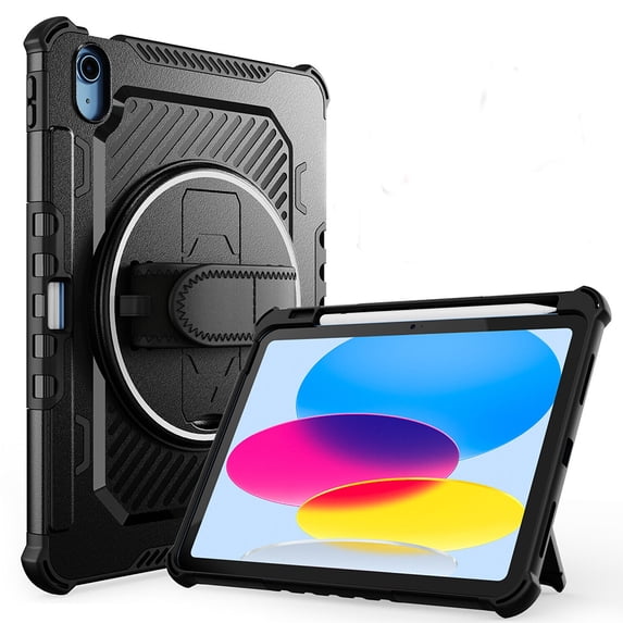 Protective Tablet Cover for iPad 9th/8th/7th Generation, Case for iPad 10.2" 2021/2020/2019 with Pencil Holder Kickstand Hand Strap