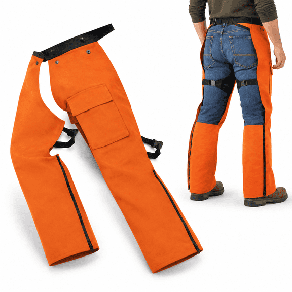 Protective Trimmer Safety Chaps Orange Large (one Size Fits) *not Fore With Chainsaws*