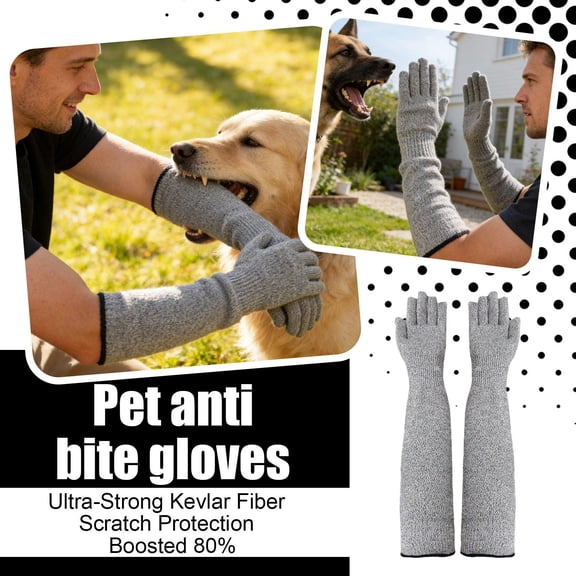 Protective Work Gloves, Pet Handling Scratch Resistant Gloves, Extended Forearm Arm Protection, Hppe Cut Proof Gloves, Anti Slip Heavy Duty Hand and Arm Protection for Grooming,